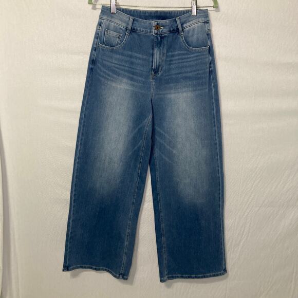 Halara High-Rise Medium Wash Wide Leg Jeans Relaxed Chic Casual Denim - Picture 2 of 9